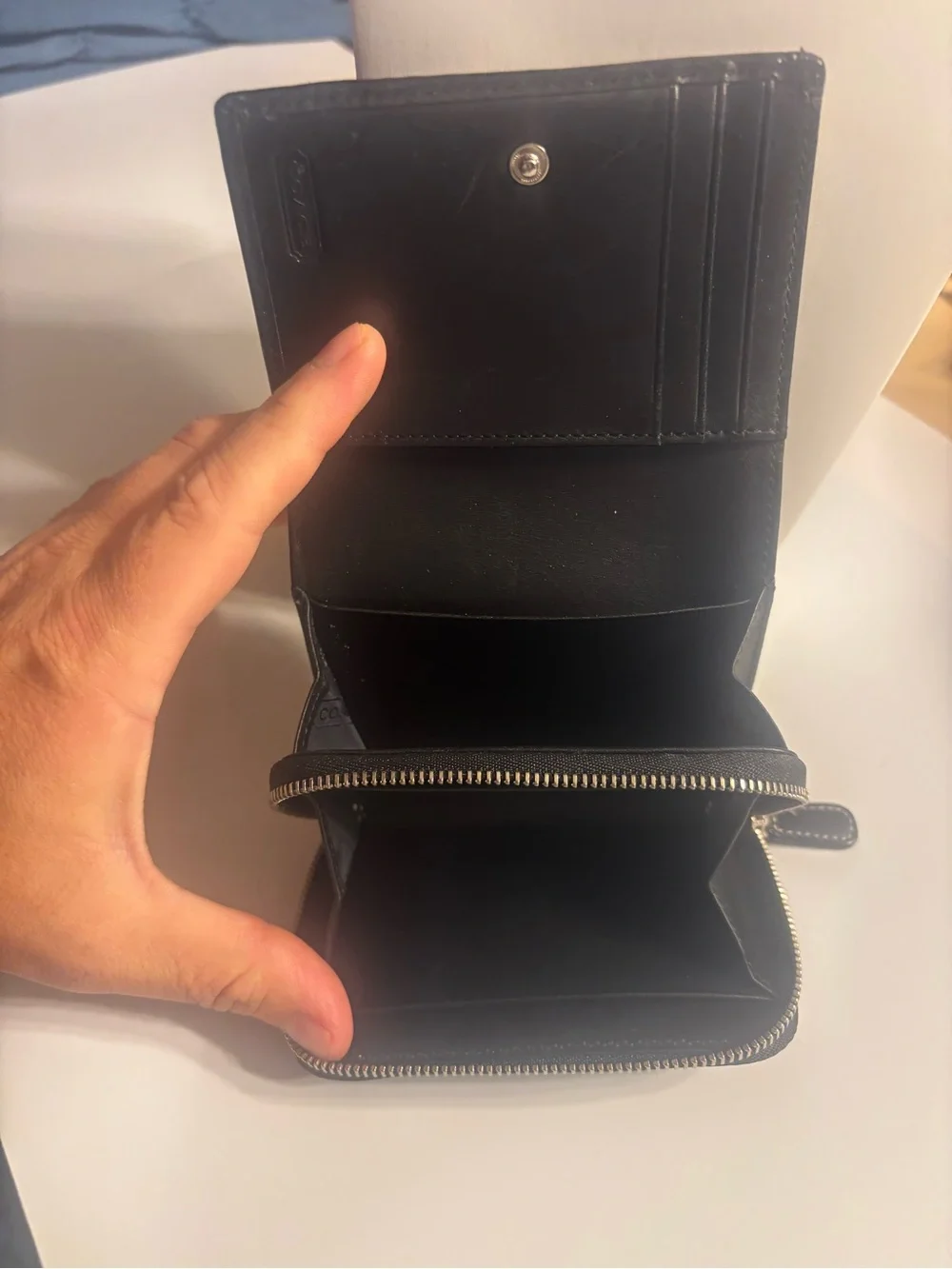 Coach Black Signature Jacquard Zip Wallet